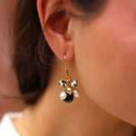 Joy Black Agate & Dalmatian Stone Pearl Drop Earrings