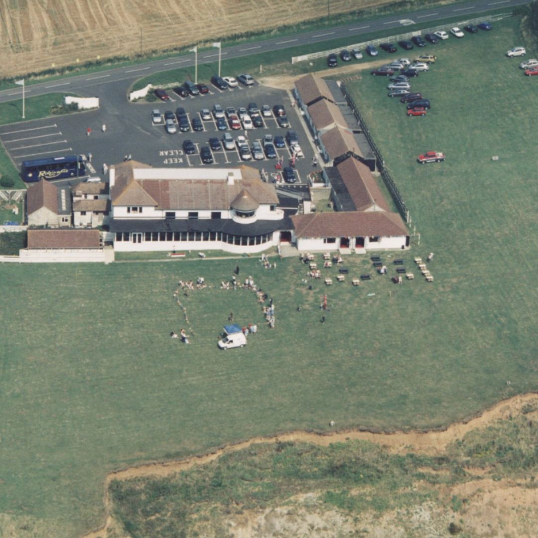 exterior ariel drone photo of isle of wight building in 1988